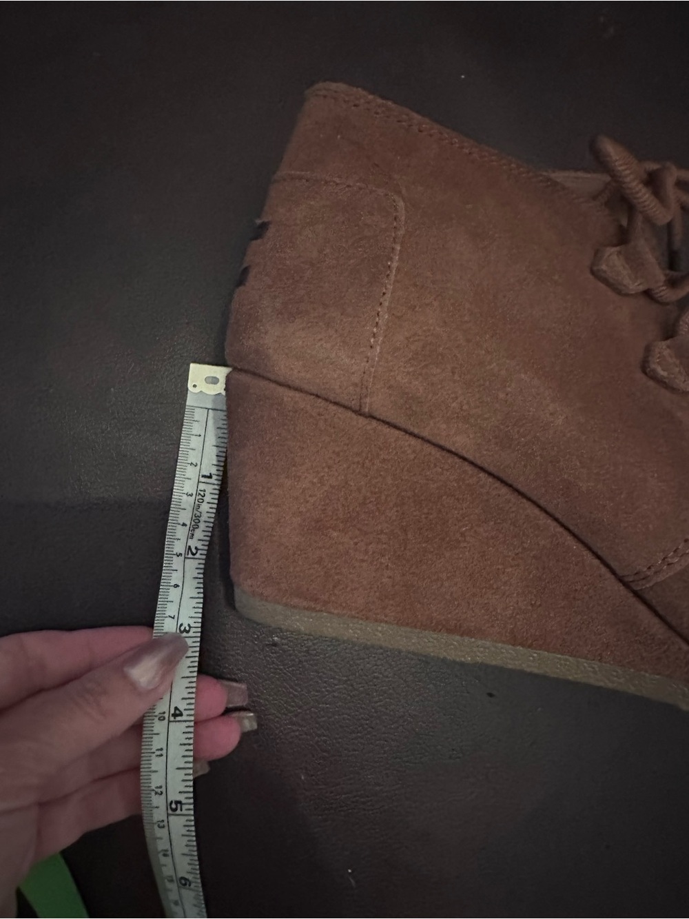 Toms Brown Suede Lace-Up Wedge Ankle Booties - Picture 5 of 5